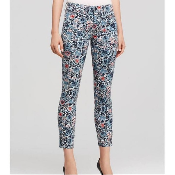 Tory Burch Floral Butterfly Print Jeans 25